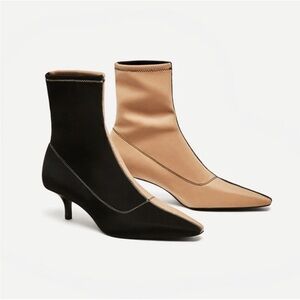 VTG Y2K Zara Trafaluc Two Tone Sock Boots 36 Kitten Heel